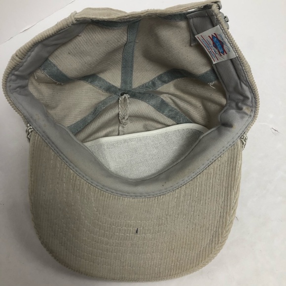 Vintage Corduroy Baseball Cap Hat Panama City Beach Florida Beige and Neon Print - Picture 5 of 8